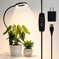 Fyniora Grow Lights for Indoor Plants, Full Spectrum LED Plant Light with 10-Levels Dimmable & 360°Gooseneck, Pot Clip Plant Growing Lamp with 3/9/12 Hrs Auto Timer for Small Plants, 1 Pack,Black