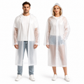 Fyniora Reusable EVA Rain Ponchos for Adults, 2-Pack Waterproof Emergency Raincoats Portable Waterproof Rain Gear with Hood and Elastic Sleeves for Men & Women, Outdoor Travel Hiking Camping, White